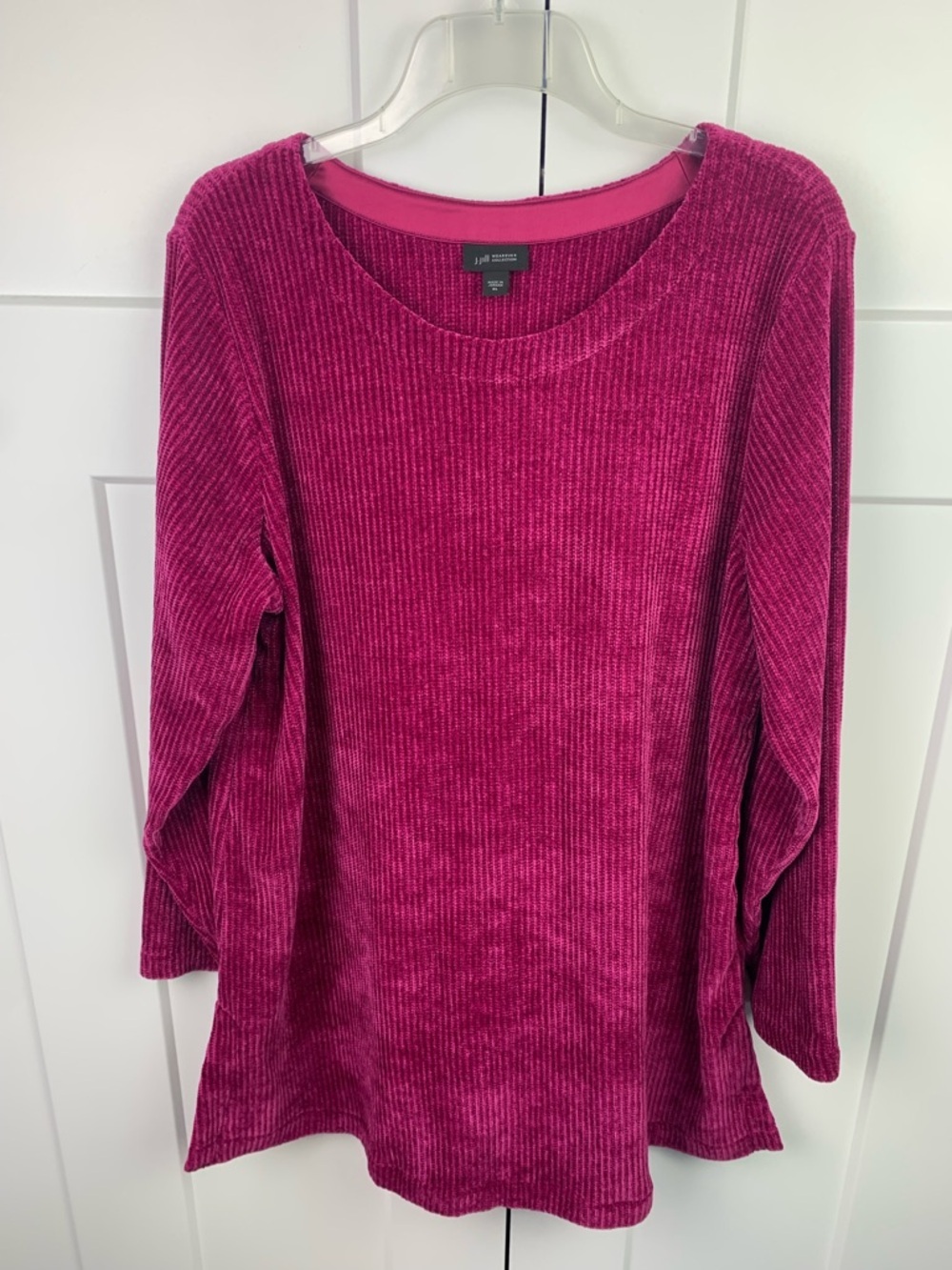 J Jill XL Chenille Knit Sweater Pink Scoop Neck Heritage Cozy Classic Mature - Picture 2 of 7